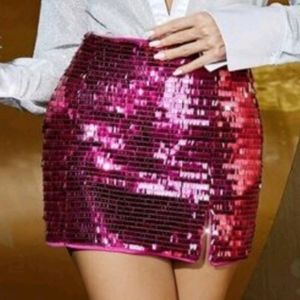 Pink sequin skirt